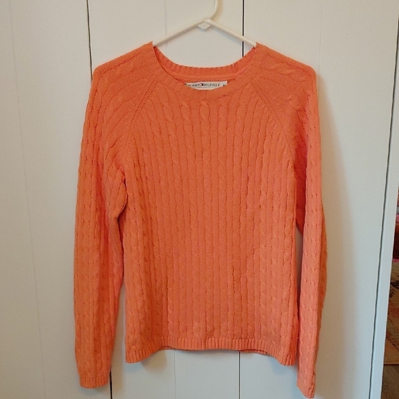 Tommy Hilfiger Orange Crew Neck Cable Knit Sweater - Picture 1 of 4